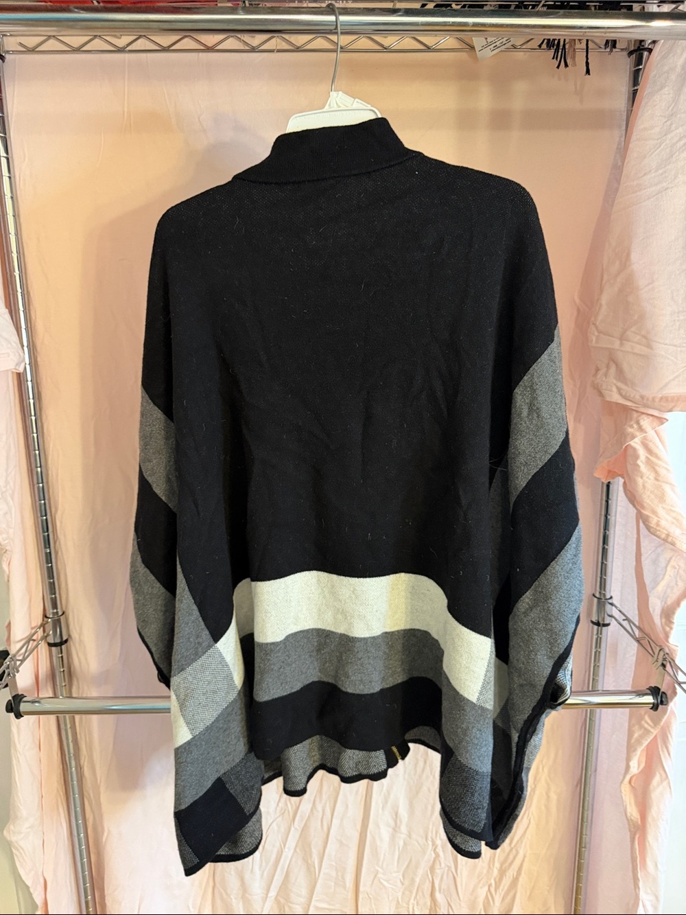 Jones New York Black and Gray Striped Zip-Front Cape - Picture 2 of 2